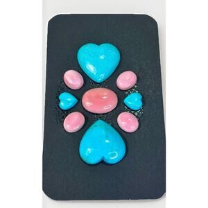 Natural Sleeping Beauty Turquoise Pink Conch Cabochons 10–24mm Hearts/Ovals (9)